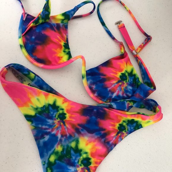 Swimsuit Shein, Tie Dye, 2pcs bikini Fashion Beach - Picture 6 of 6